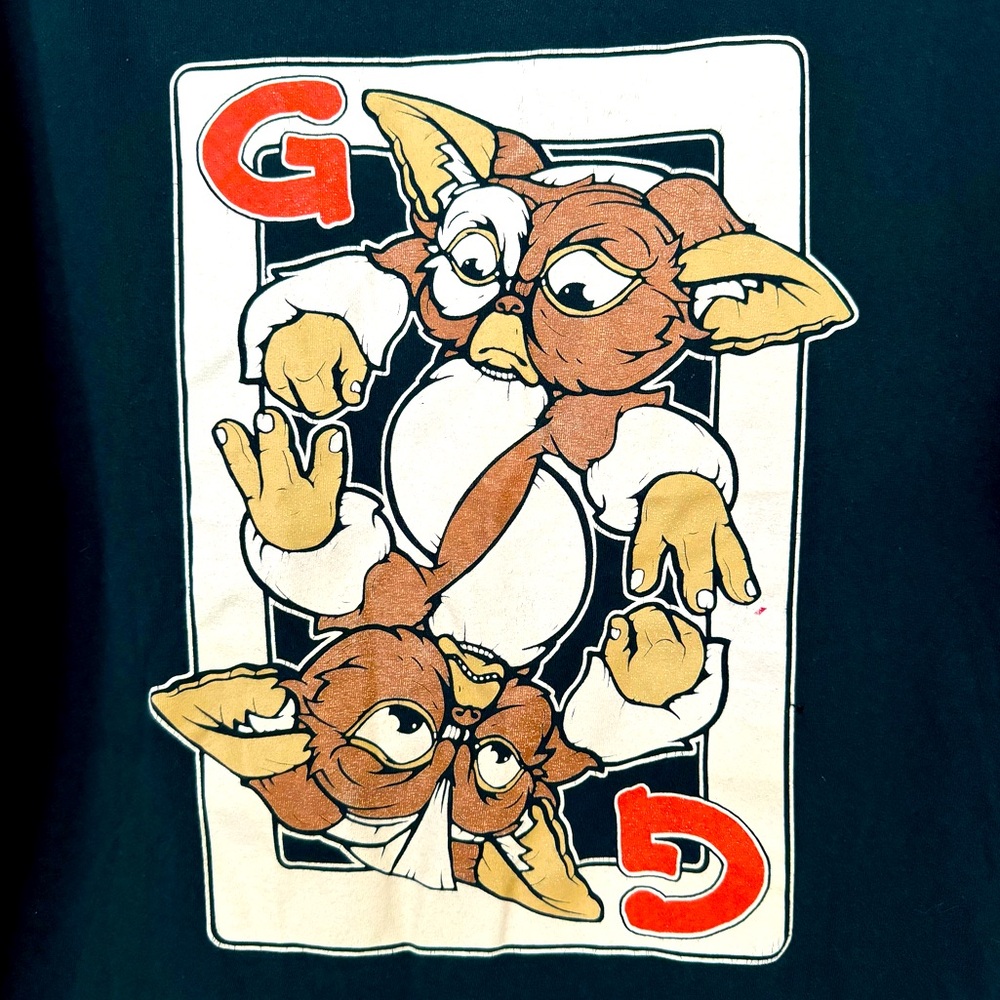 Vintage  gremlins t shirt Gizmo Playing Card 80s Movie T-shirt (XL) -SEE PHOTOS